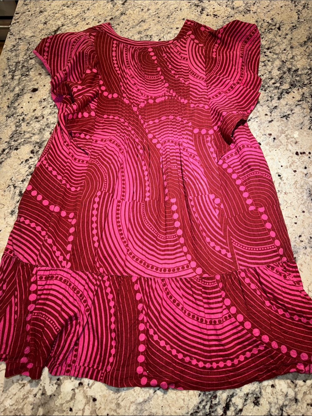 Maeve by Anthropologie Bright Pink Swirl Print Ruffle Hem Dress-The Cassandra - Picture 2 of 15